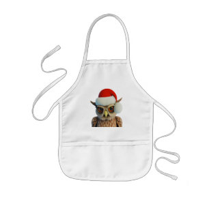 Lustige Weihnachtseule mit Weihnachtsmannmütze Kinderschürze