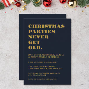 Lustige Weihnachtsfeiern werden nie alt Navy Gold Einladung