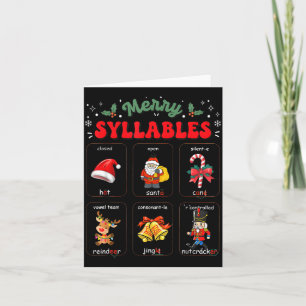 Lustige Weihnachtsferien Christmas Silben Lesetee Karte