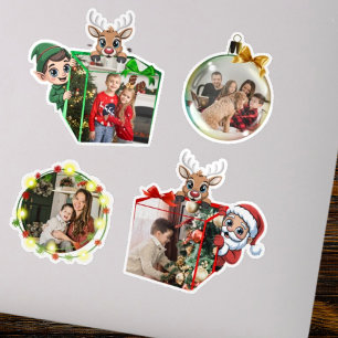 Lustige Weihnachtsferien Familienfoto 3D Aufkleber