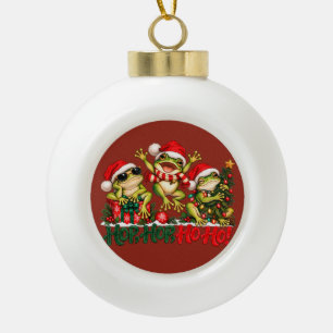 Lustige Weihnachtsfrösche Hop Hop Ho Ho Keramik Kugel-Ornament