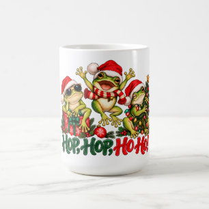Lustige Weihnachtsfrösche mit Weihnachtsmannmützen Kaffeetasse