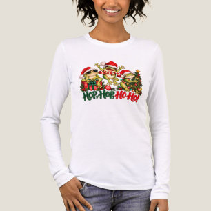 Lustige Weihnachtsfrösche mit Weihnachtsmannmützen Tri-Blend Shirt