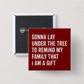 Lustige Weihnachtsgeschenke unter dem Baum Button (Vorne & Hinten)