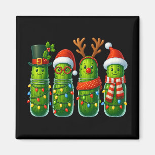 Lustige Weihnachtsgurken mit Weihnachtsmannmützen Magnet