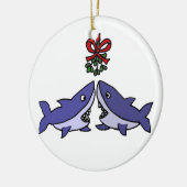Lustige Weihnachtshaifisch-Mistelzweig-Liebe Keramik Ornament (Links)