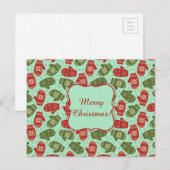 Lustige Weihnachtshandschuhe und Schneeflocken Feiertagspostkarte (Vorne/Hinten)