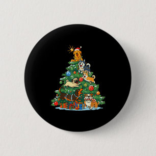 Lustige Weihnachtshunde und Baum für Hunde Liebhab Button