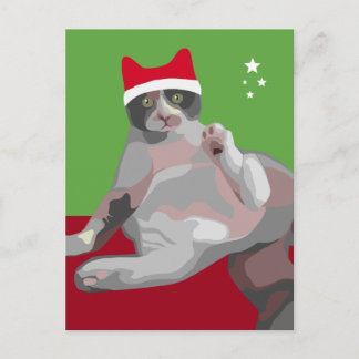 Lustige Weihnachtskaliko-Katze in der Feiertagspostkarte