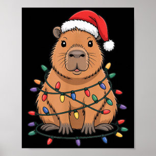 Lustige Weihnachtskapybara Süße Cartoon Gestaltung Poster