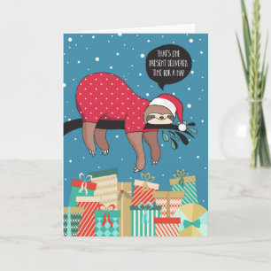 Lustige Weihnachtskarte - Der Faultier-Weihnachtsm Feiertagskarte