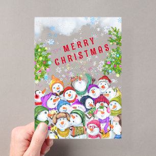 Lustige Weihnachtskarte Frohe Schneemanns-Party Acryleinladungen
