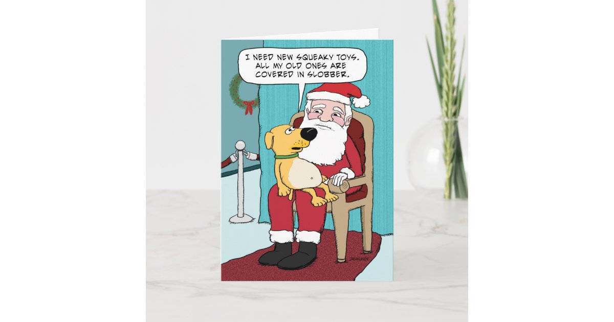 Lustige Weihnachtskarte Hund und Sankt Weihnachtskarte Zazzle