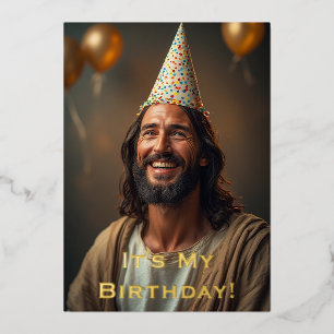 Lustige Weihnachtskarte Jesus Geburtstag - Feierta Folien Feiertagskarte
