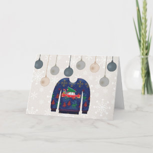 Lustige Weihnachtskarte mit hässlichem Weihnachtsp Feiertagskarte