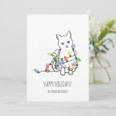 Lustige Weihnachtskarte mit Katze Feiertagskarte (Stehend Vorderseite)