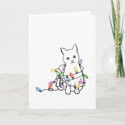 Lustige Weihnachtskarte mit Katze Feiertagskarte (Vorderseite)