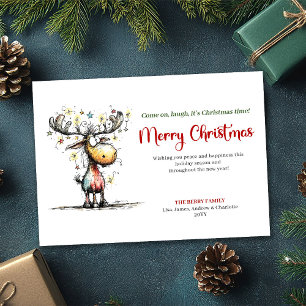 Lustige Weihnachtskarte mit Rentier Feiertagskarte