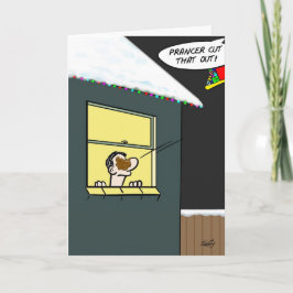 Lustige Weihnachtskarte: Prancer liefert Feiertagskarte