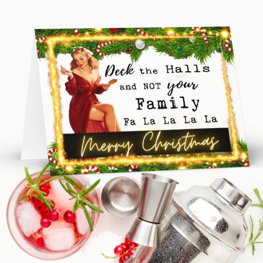 Lustige Weihnachtskarte Retro Beste Freundin "Deck Karte