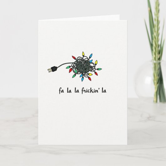 Lustige Weihnachtskarte Verhedderte Lichter Fa La Karte (Vorderseite)