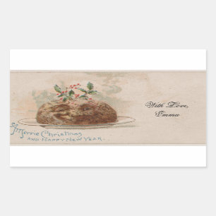 Lustige Weihnachtskarte Vintage-Holly-Pie Rechteckiger Aufkleber