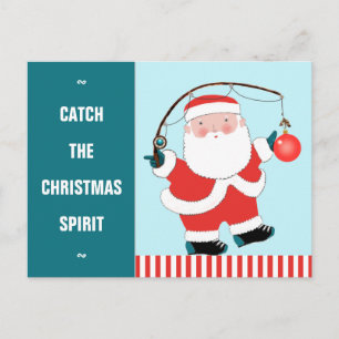 Lustige Weihnachtskarte zum Angeln Feiertagspostkarte