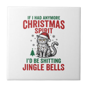Lustige Weihnachtskatze Geist Vintage Gravur Desig Fliese