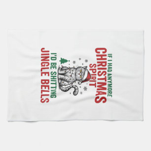 Lustige Weihnachtskatze Geist Vintage Gravur Desig Geschirrtuch