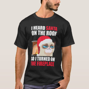 Lustige Weihnachtskatze hasst Santa mürrische verä T-Shirt