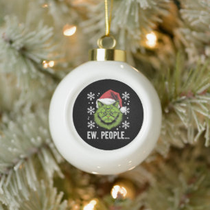 Lustige Weihnachtskatze Igitt Leute Meowy Katzenli Keramik Kugel-Ornament