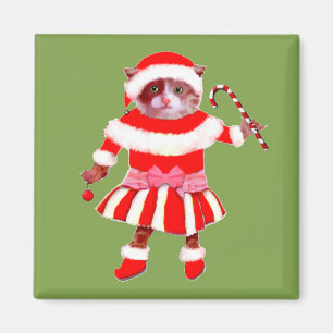 Lustige Weihnachtskatze Magnet