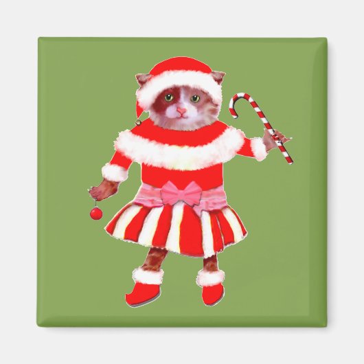 Lustige Weihnachtskatze Magnet (Vorne)