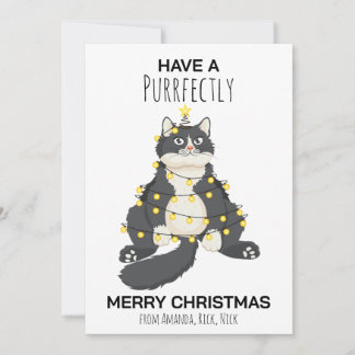 Lustige Weihnachtskatze Minimal Animal Lover Feiertagskarte