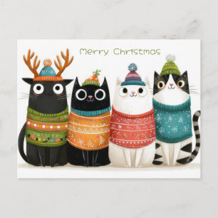 Lustige Weihnachtskatze Postkarte