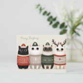 Lustige Weihnachtskatze Postkarte (Stehend Vorderseite)