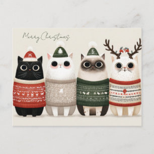 Lustige Weihnachtskatze  Postkarte