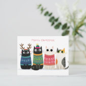 Lustige Weihnachtskatze Postkarte (Stehend Vorderseite)