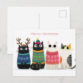 Lustige Weihnachtskatze Postkarte (Vorne/Hinten)