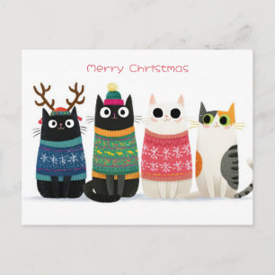 Lustige Weihnachtskatze  Postkarte