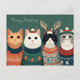 Lustige Weihnachtskatze Postkarte