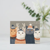 Lustige Weihnachtskatze Postkarte (Stehend Vorderseite)