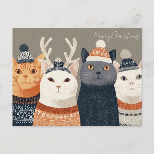 Lustige Weihnachtskatze Postkarte (Vorderseite)