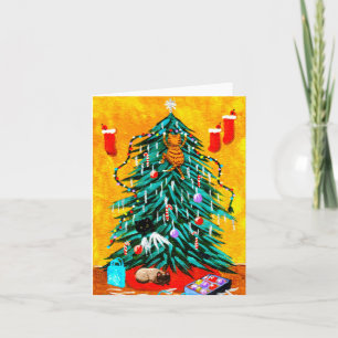 Lustige Weihnachtskatzen Baum Creationarts Feiertagskarte