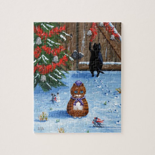 Lustige Weihnachtskatzen und Mäuse Creationarts Puzzle (Vertikal)