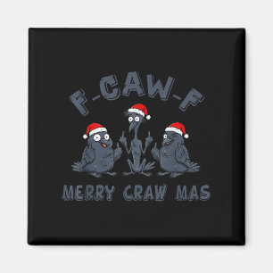 Lustige Weihnachtskrähe Grafik – F-caw-f Frohe Krä Magnet