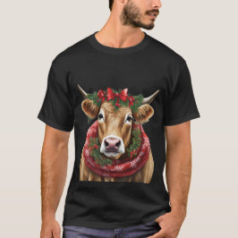 lustige Weihnachtskuh braun T-Shirt