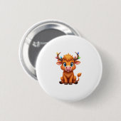 Lustige Weihnachtskuh Lichter Jungen Mädchen Süße Button (Vorne & Hinten)