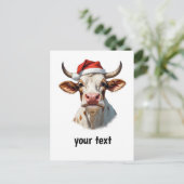 lustige Weihnachtskuh mit Ihrem Text Postkarte (Stehend Vorderseite)