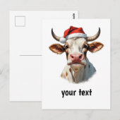 lustige Weihnachtskuh mit Ihrem Text Postkarte (Vorne/Hinten)